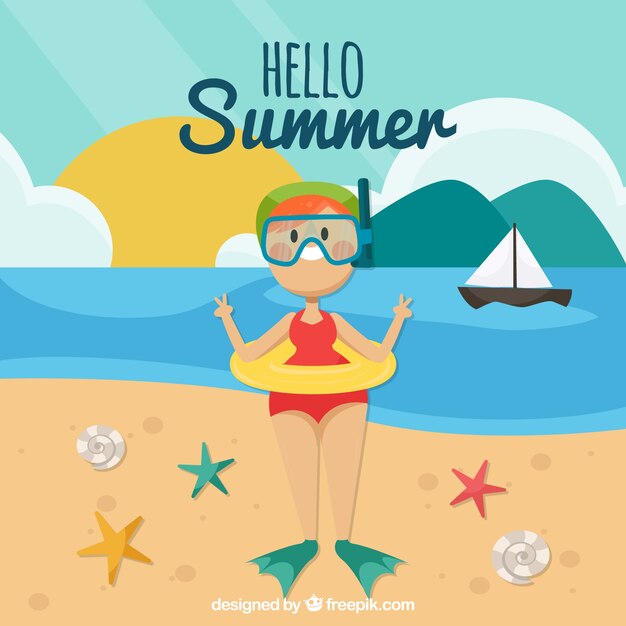 Summer background with smiling person