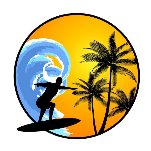 Summer background with surfer