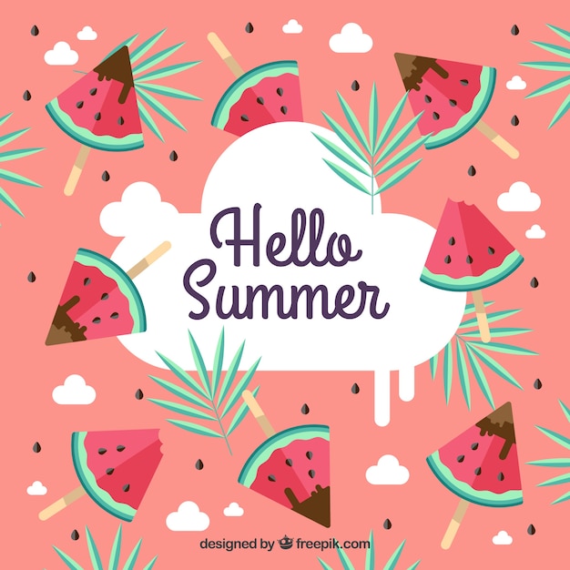 Summer background with watermelon ice creams