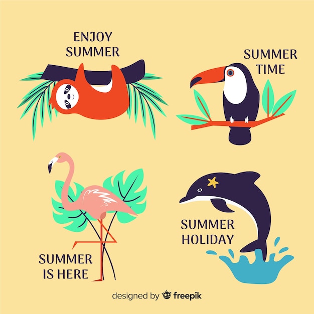 Free vector summer badge collection