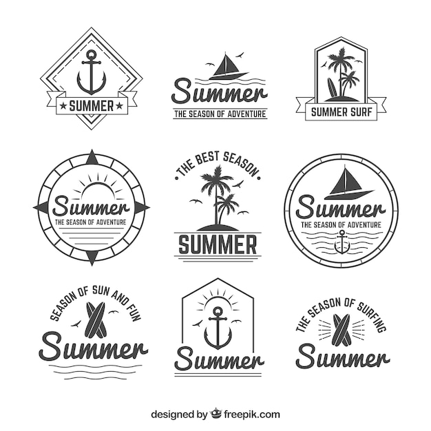 Summer badges collection in flat style