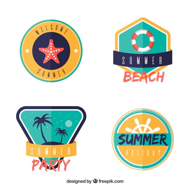 Summer badges collection with beach elements