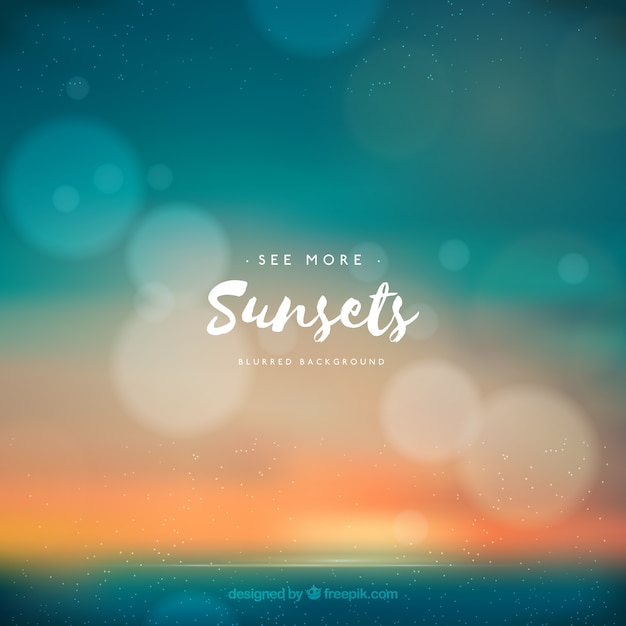 Free vector summer beach background at sunset with bokeh effect