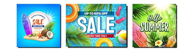 Summer Beach Creative Promotion Banner Vector