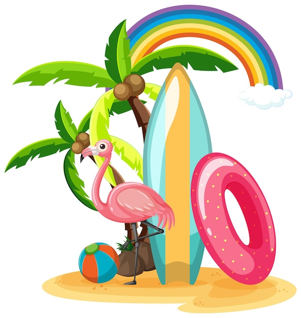 Free vector summer beach icons on island isolated