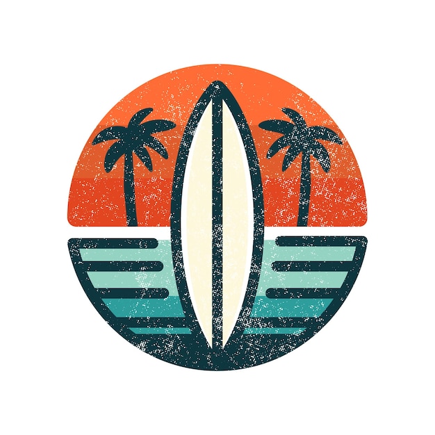 Free Vector summer beach illustration surfing tshirh design