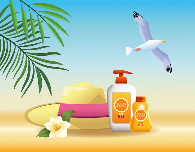 Free Vector summer and beach products cartoons