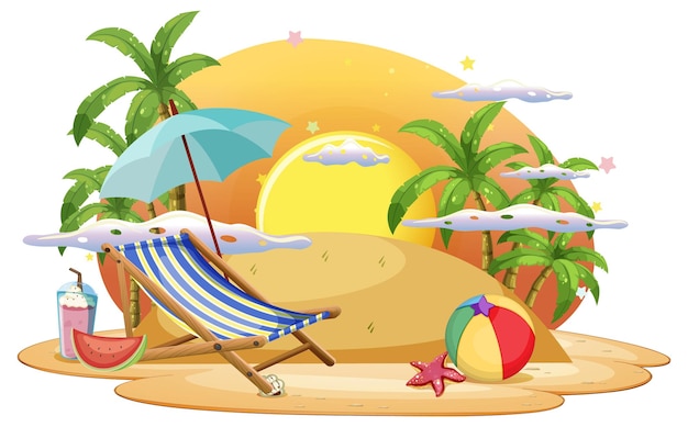 Free Vector summer beach scene template