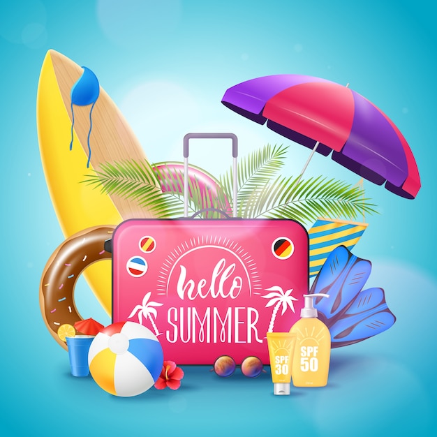 Summer Beach Vacation Background Poster