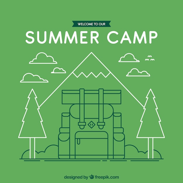 Free Vector summer camp background in 2d style