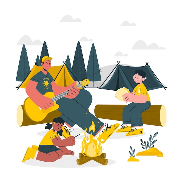 Summer camp concept illustration