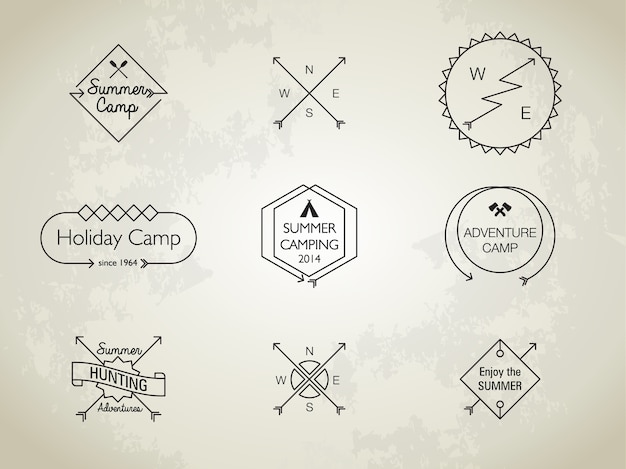 Free Vector summer camp logo collection