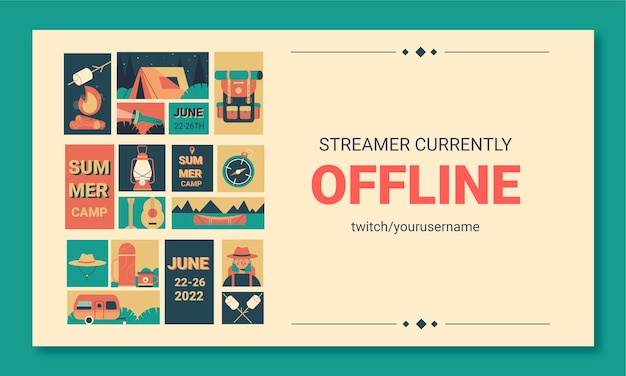 Free Vector summer camp offline twitch banner