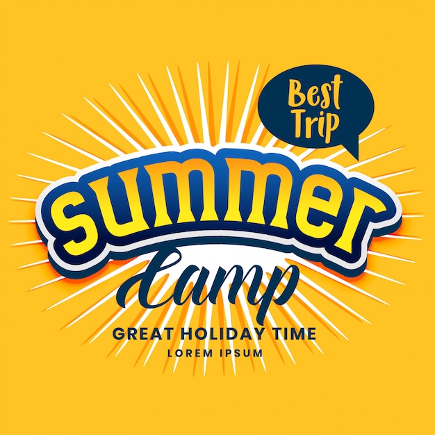 Summer camp poster design in yellow color