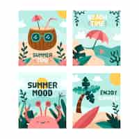 Free vector summer card collection template