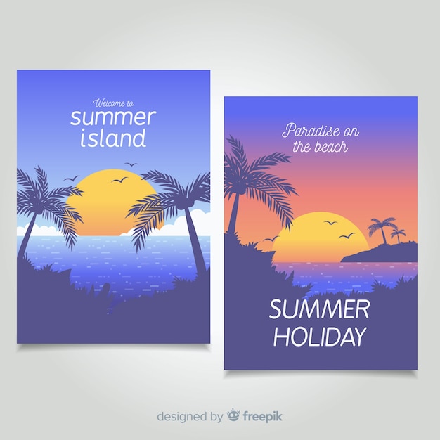 Free vector summer card collection