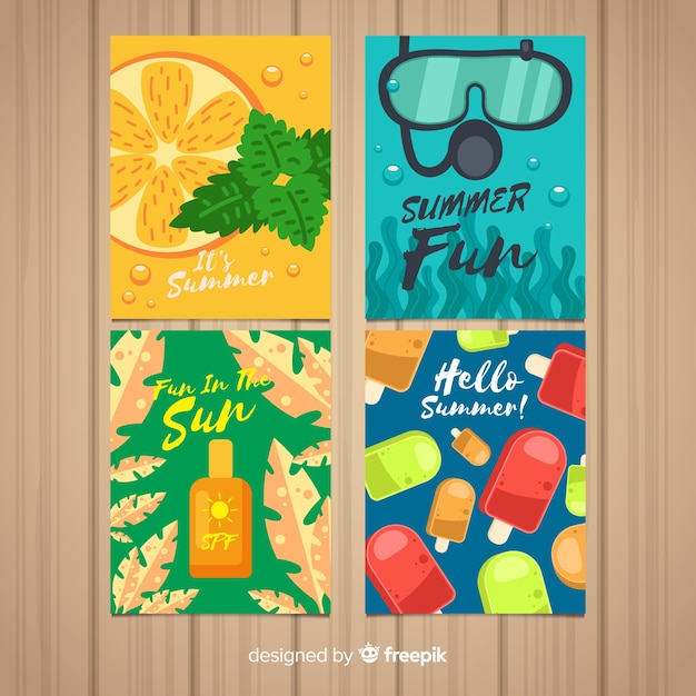 Free Vector summer card collection