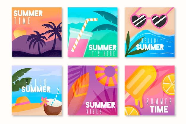 Free vector summer card pack template