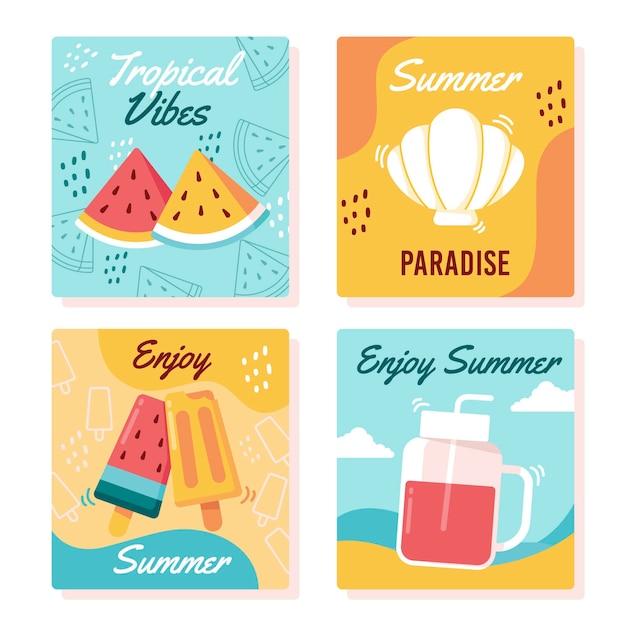 Free Vector summer card pack template