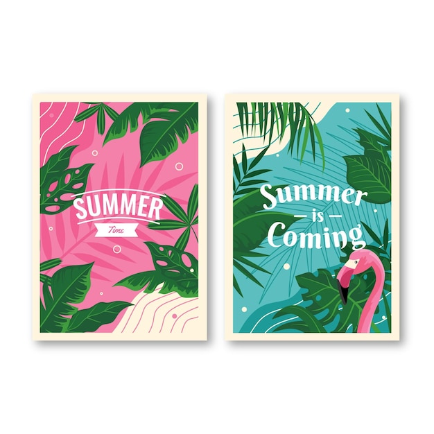 Free Vector summer cards collection concept