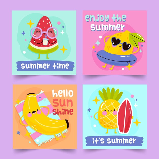 Summer cards collection concept