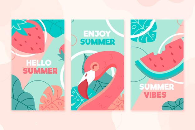 Summer cards set template theme