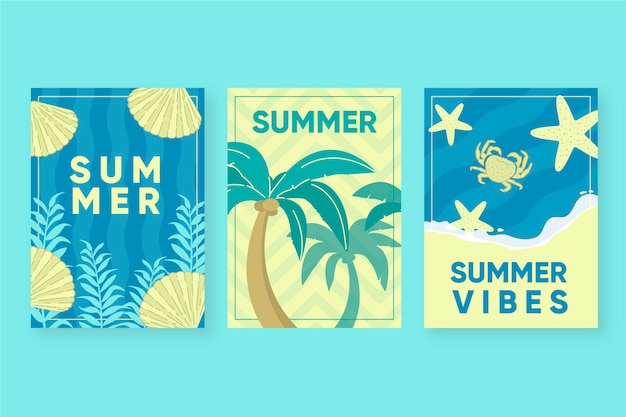 Free Vector summer cards template draw