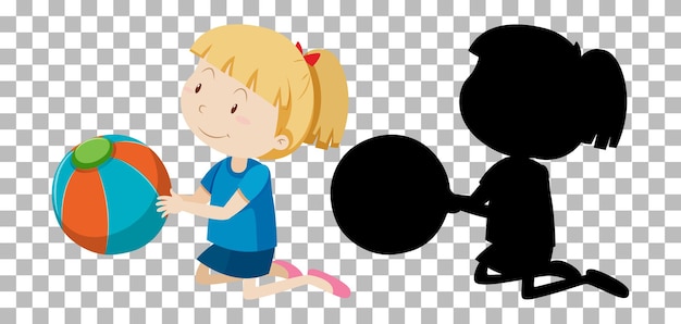 Free Vector summer cartoon character on transparent and its silhouette