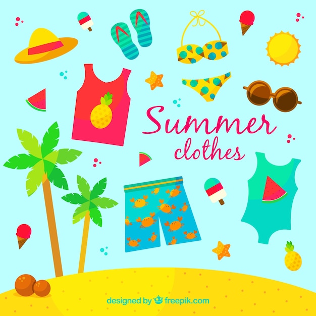 Free Vector summer clothes set in flat design