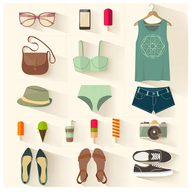 Free Vector summer clothes set