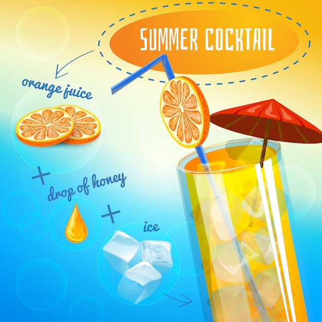 Free Vector  summer cocktail recipe 