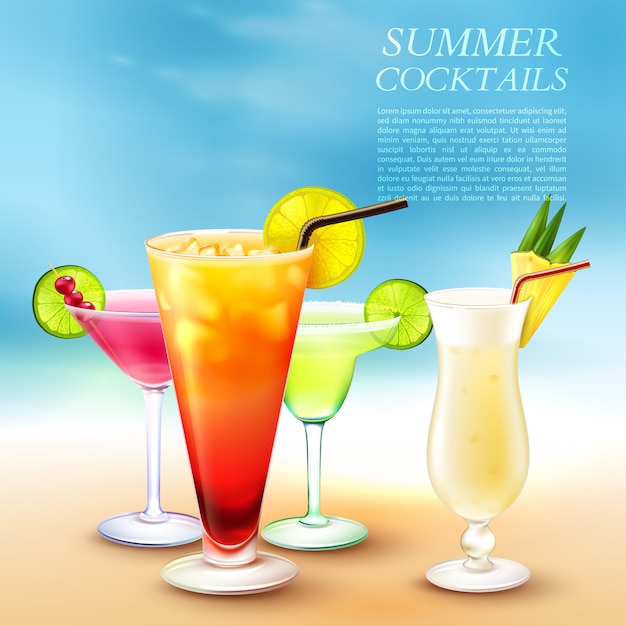 Summer cocktails illustration