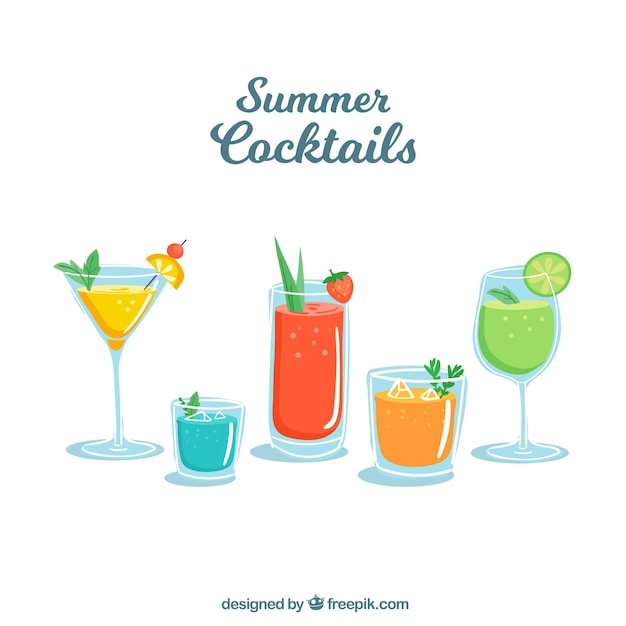 Free Vector summer cocktails pack