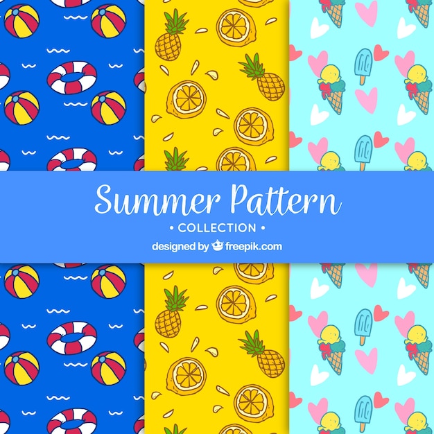 Summer collection of hand-drawn patterns