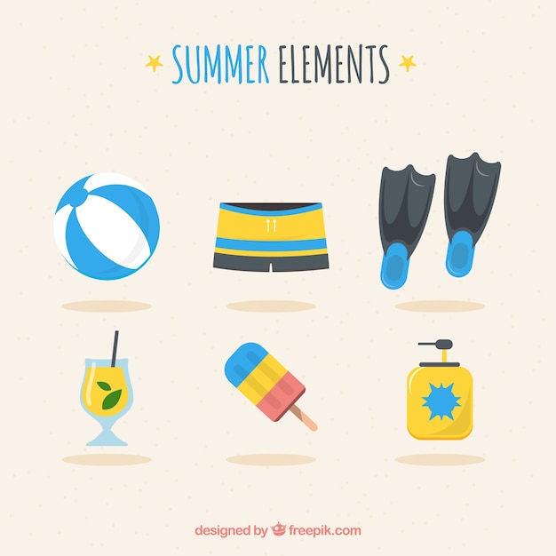 Free Vector summer collection with beach elements