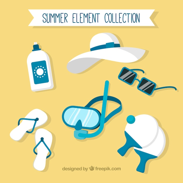 Summer collection with elements in hand drawn style