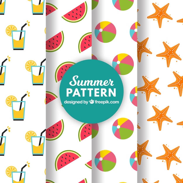 Free Vector summer decorative patterns pack