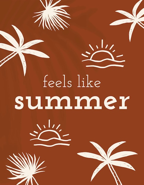 Free vector summer doodle template vector feels like summer quote social media banner