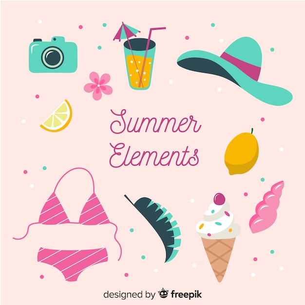 Free vector summer element collection