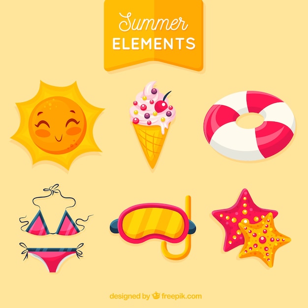 Free Vector summer elements collection