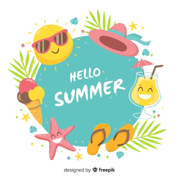 Summer elements frame background