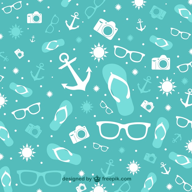 Summer elements turquoise background