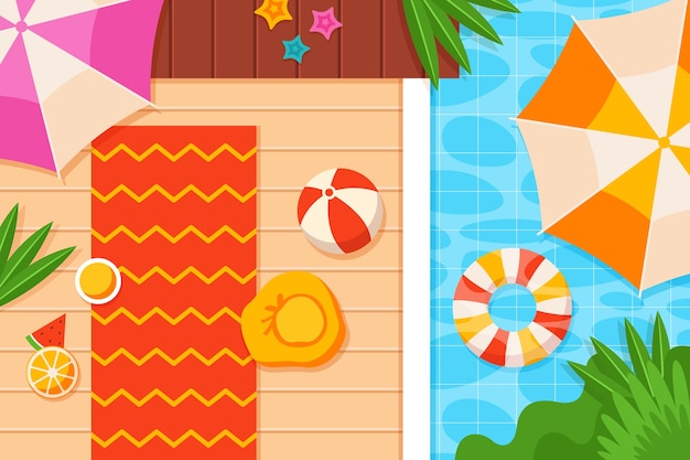 Summer flat tropical background