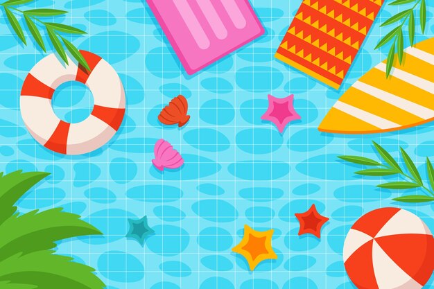 Summer flat tropical background