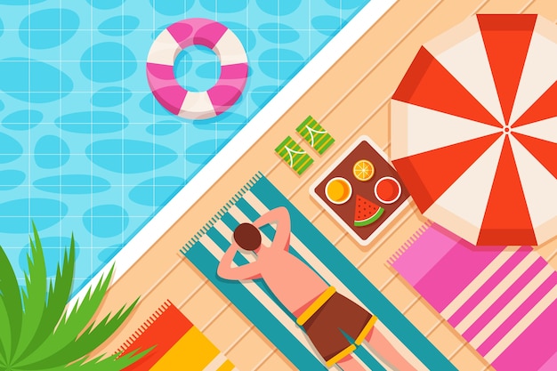 Summer flat tropical background