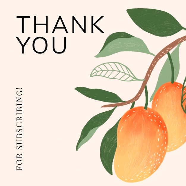 Summer floral thank you for subscribing social template vector