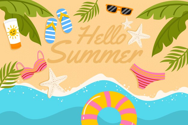 Summer hand drawn flat background