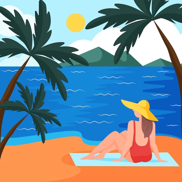 Summer hand drawn flat illustration