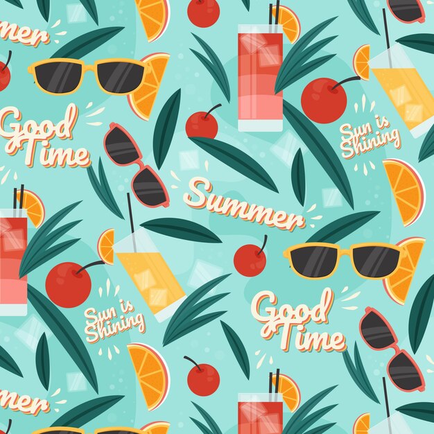 Summer hand drawn flat pattern