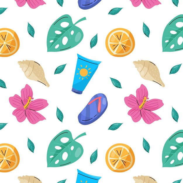 Summer hand drawn flat pattern